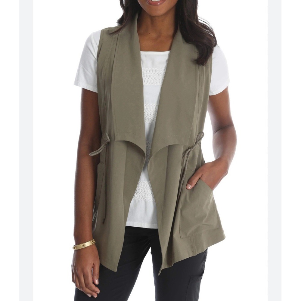 Elodie Anthropologie Utility Vest Women Medium Green Draped Safari Military